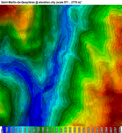 Saint-Martin-de-Queyrières elevation map