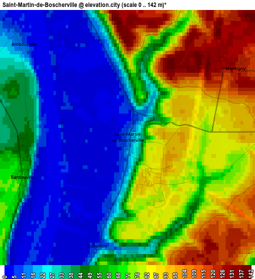 Saint-Martin-de-Boscherville elevation map