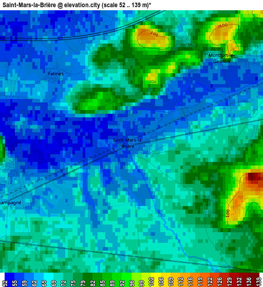 Saint-Mars-la-Brière elevation map