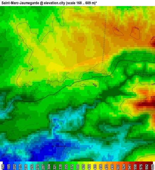 Saint-Marc-Jaumegarde elevation map