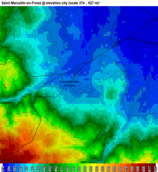 Saint-Marcellin-en-Forez elevation map