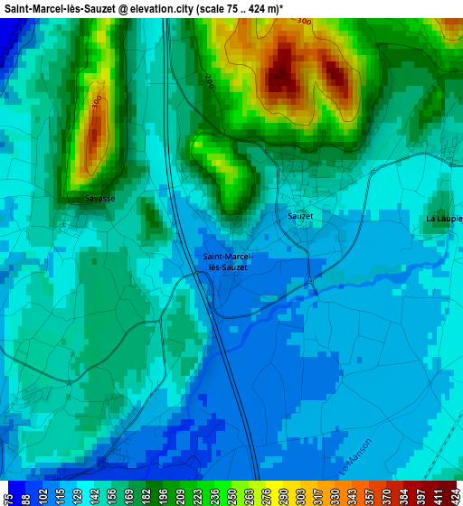 Saint-Marcel-lès-Sauzet elevation map
