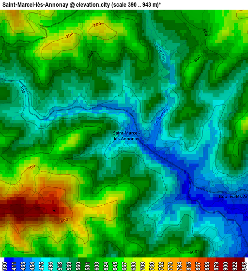 Saint-Marcel-lès-Annonay elevation map