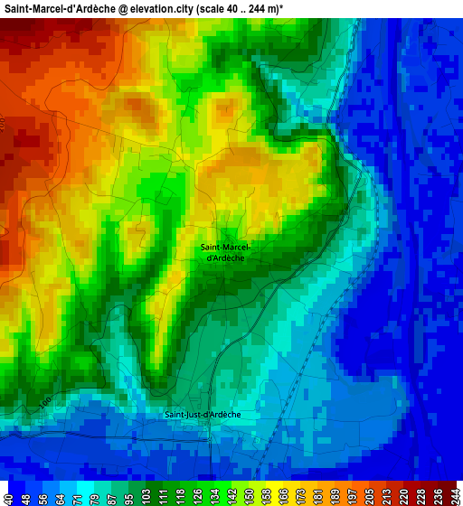 Saint-Marcel-d'Ardèche elevation map