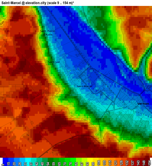 Saint-Marcel elevation map