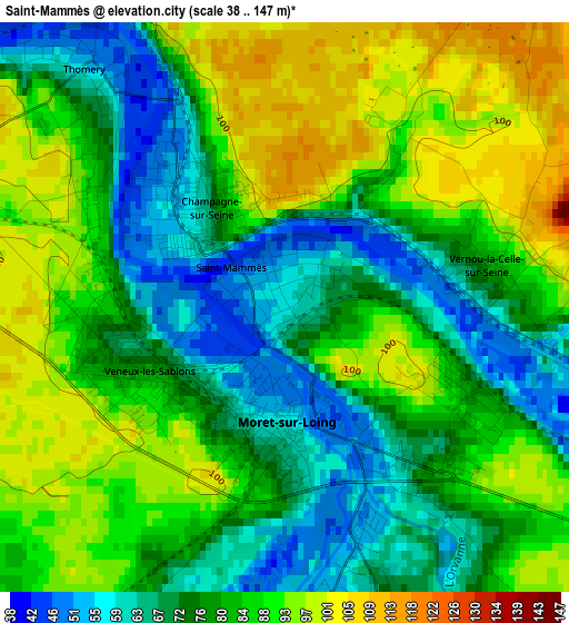 Saint-Mammès elevation map