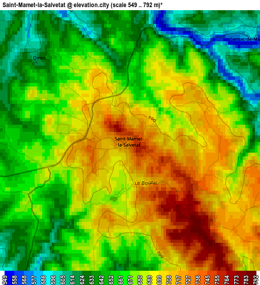 Saint-Mamet-la-Salvetat elevation map