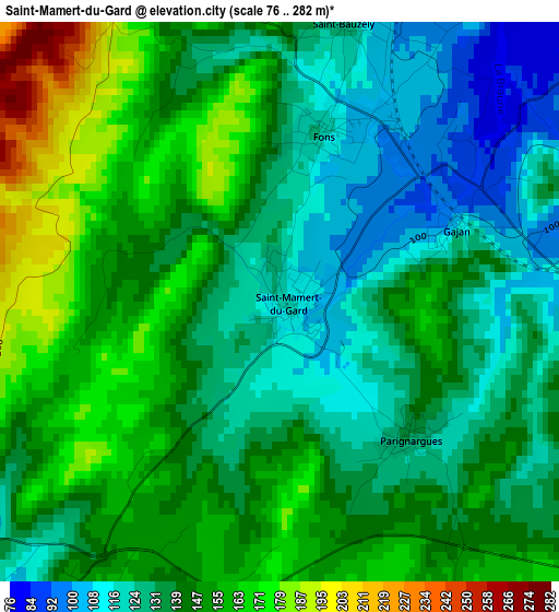 Saint-Mamert-du-Gard elevation map
