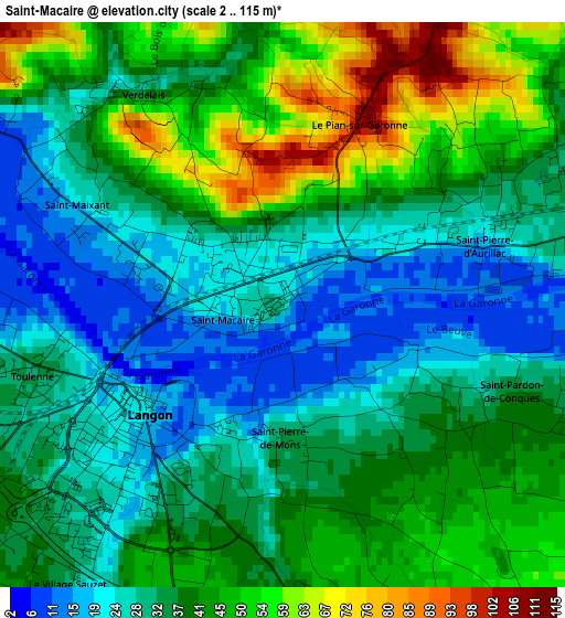 Saint-Macaire elevation map