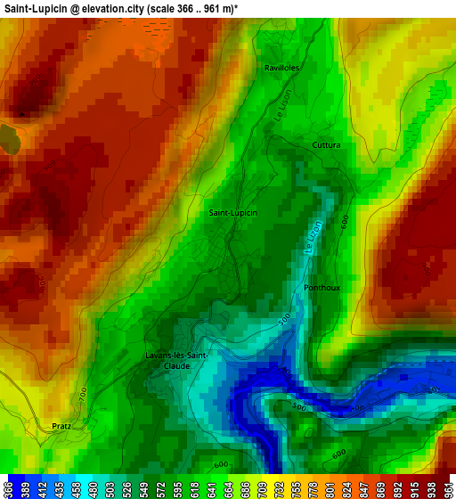 Saint-Lupicin elevation map