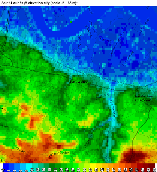 Saint-Loubès elevation map