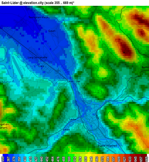 Saint-Lizier elevation map