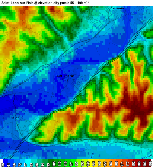 Saint-Léon-sur-l’Isle elevation map