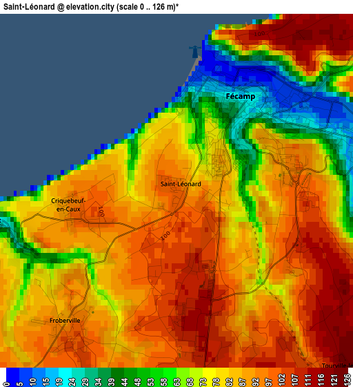 Saint-Léonard elevation map