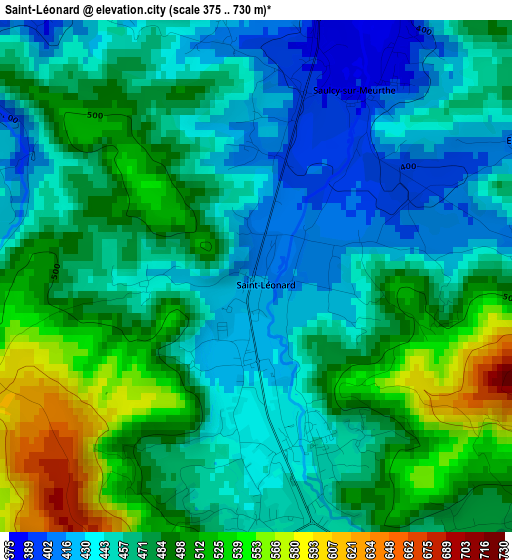 Saint-Léonard elevation map