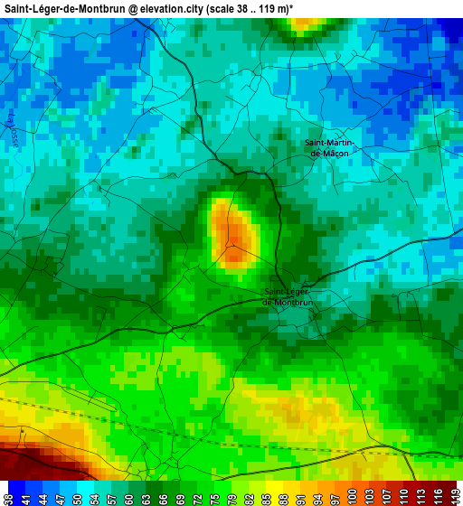 Saint-Léger-de-Montbrun elevation map