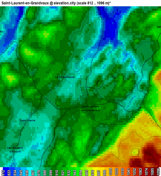 Saint-Laurent-en-Grandvaux elevation map