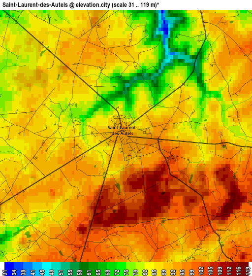 Saint-Laurent-des-Autels elevation map