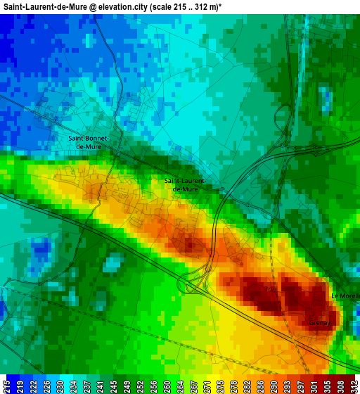 Saint-Laurent-de-Mure elevation map