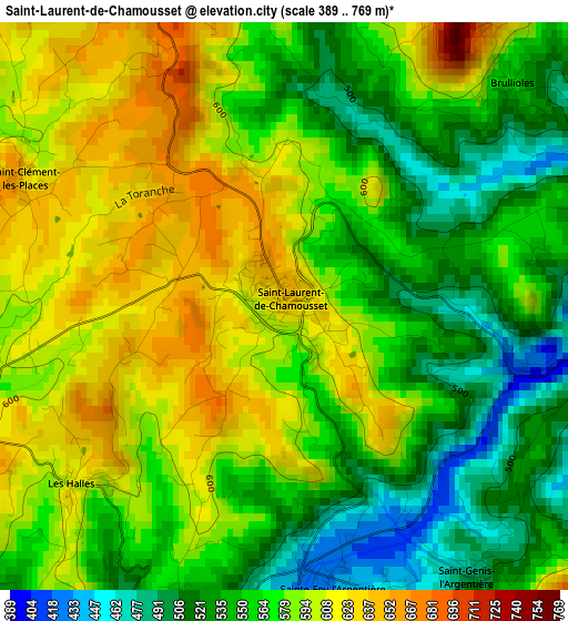 Saint-Laurent-de-Chamousset elevation map