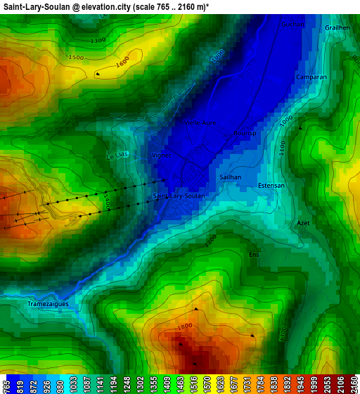 Saint-Lary-Soulan elevation map