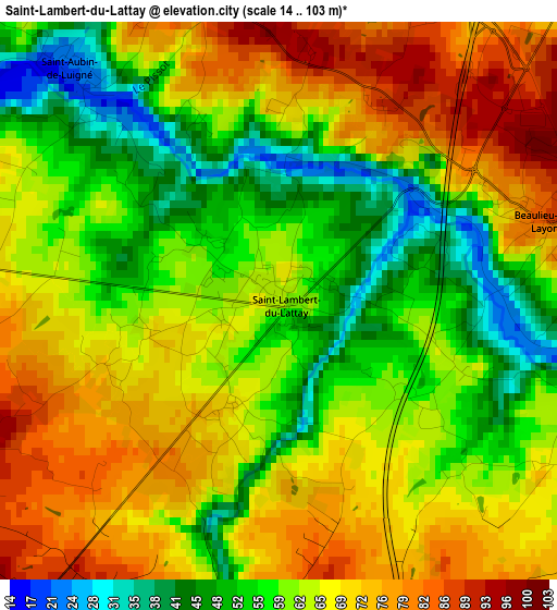 Saint-Lambert-du-Lattay elevation map