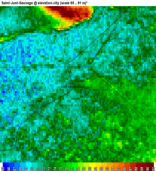 Saint-Just-Sauvage elevation map