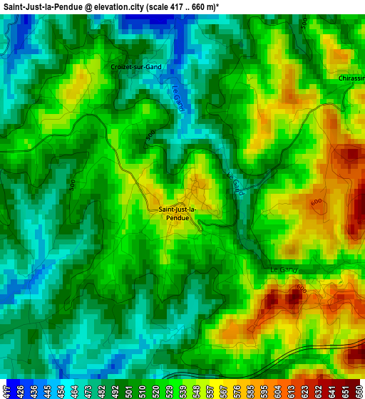 Saint-Just-la-Pendue elevation map