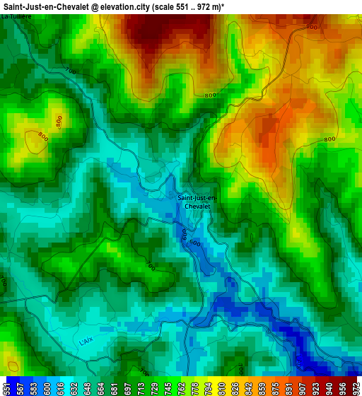 Saint-Just-en-Chevalet elevation map