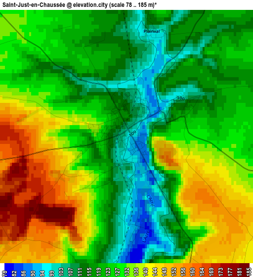 Saint-Just-en-Chaussée elevation map