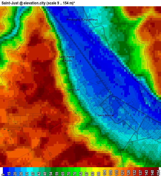 Saint-Just elevation map