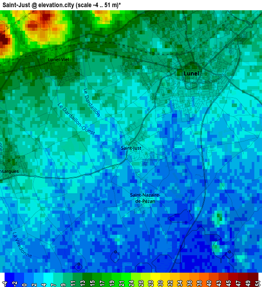 Saint-Just elevation map