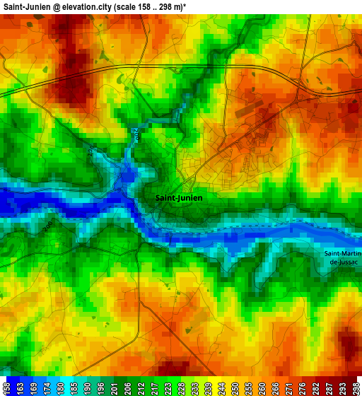 Saint-Junien elevation map