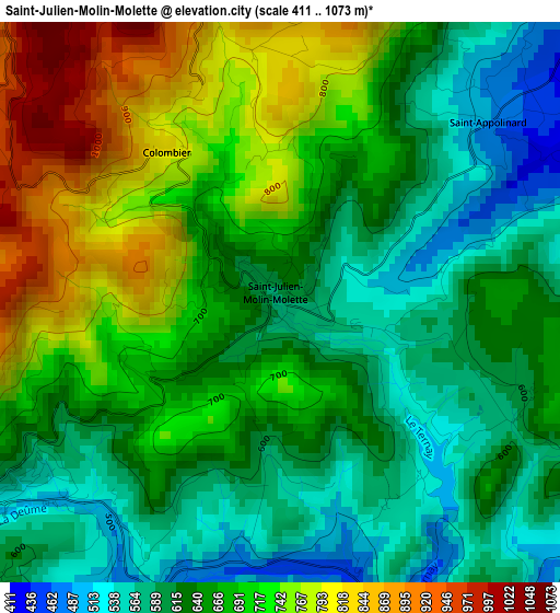 Saint-Julien-Molin-Molette elevation map