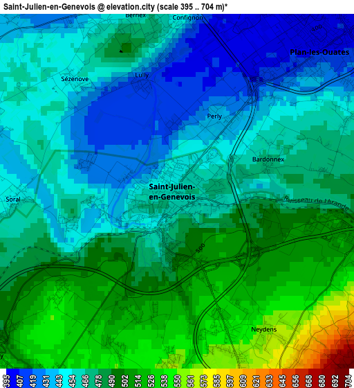 Saint-Julien-en-Genevois elevation map