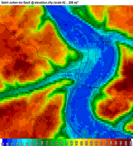 Saint-Julien-du-Sault elevation map