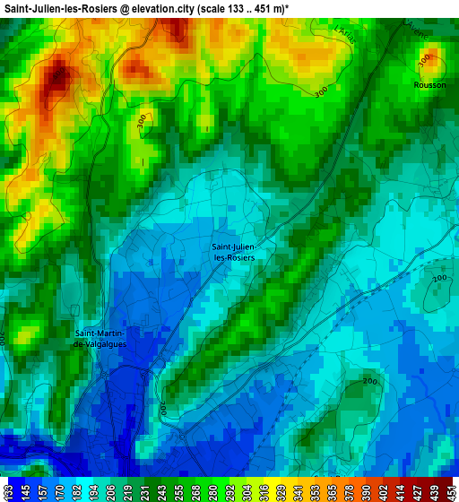 Saint-Julien-les-Rosiers elevation map