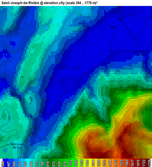 Saint-Joseph-de-Rivière elevation map
