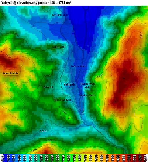 Yahyalı elevation map