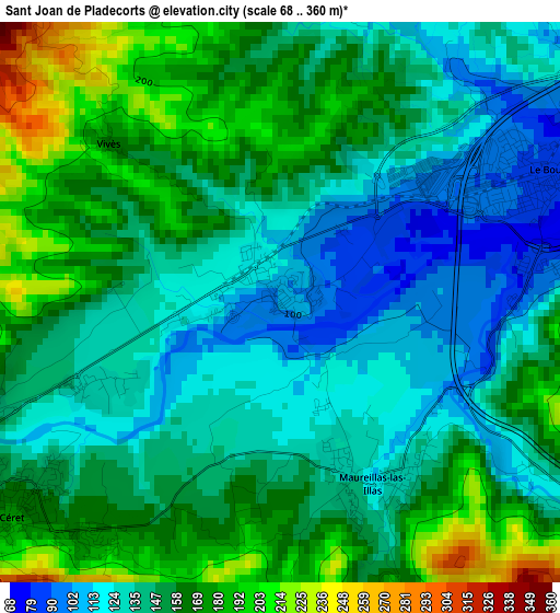 Sant Joan de Pladecorts elevation map