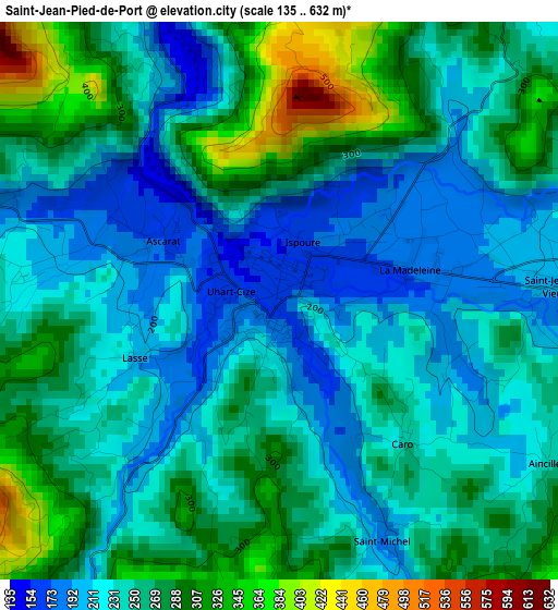 Saint-Jean-Pied-de-Port elevation map