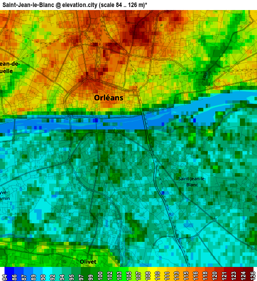 Saint-Jean-le-Blanc elevation map