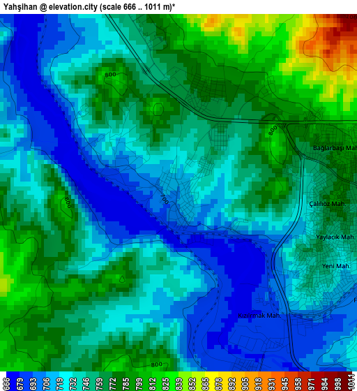 Yahşihan elevation map