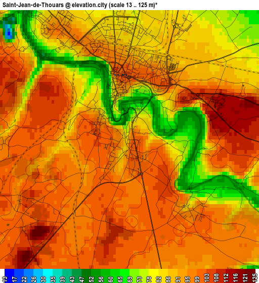 Saint-Jean-de-Thouars elevation map