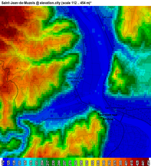 Saint-Jean-de-Muzols elevation map