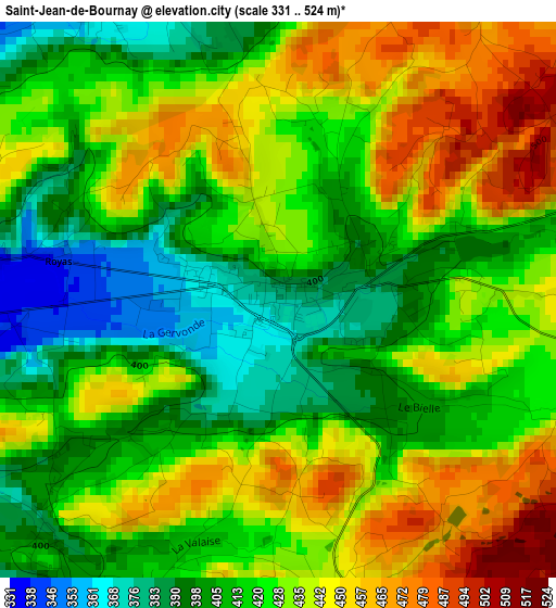 Saint-Jean-de-Bournay elevation map