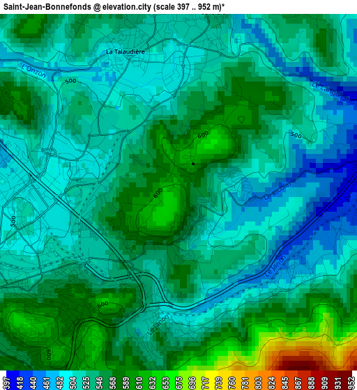 Saint-Jean-Bonnefonds elevation map