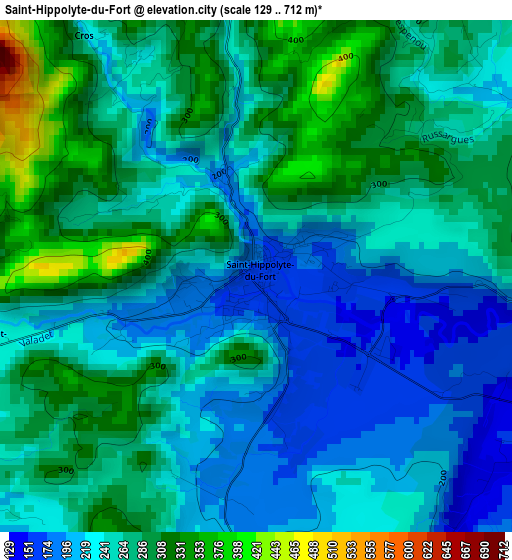 Saint-Hippolyte-du-Fort elevation map
