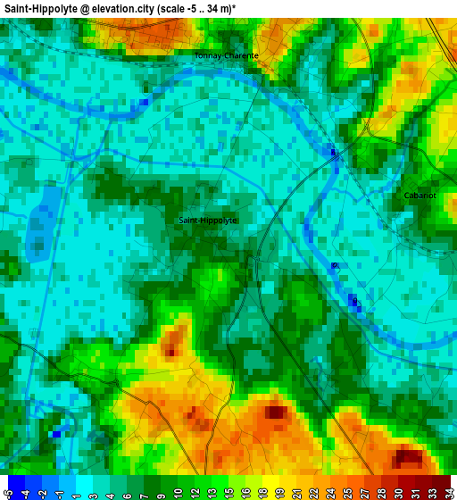 Saint-Hippolyte elevation map