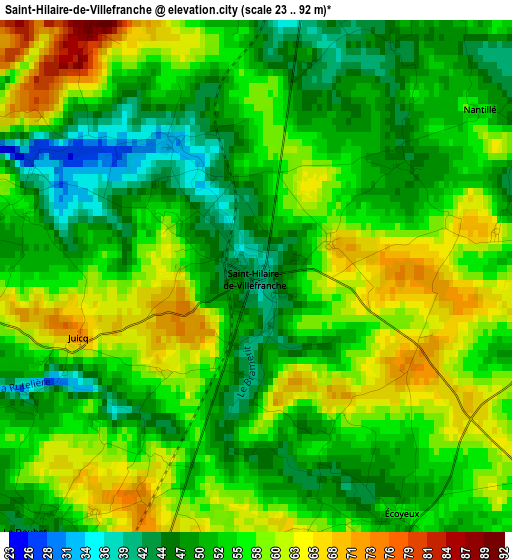 Saint-Hilaire-de-Villefranche elevation map